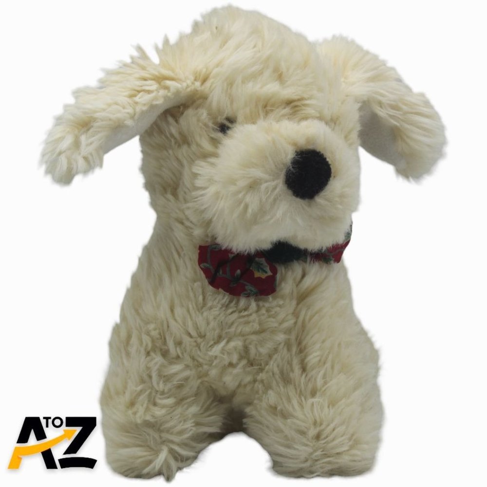 Nick & Noel Plush Dog 8" VTG 1992 Puppy Rattle Floppy Ears Stuffed Baby Bowtie